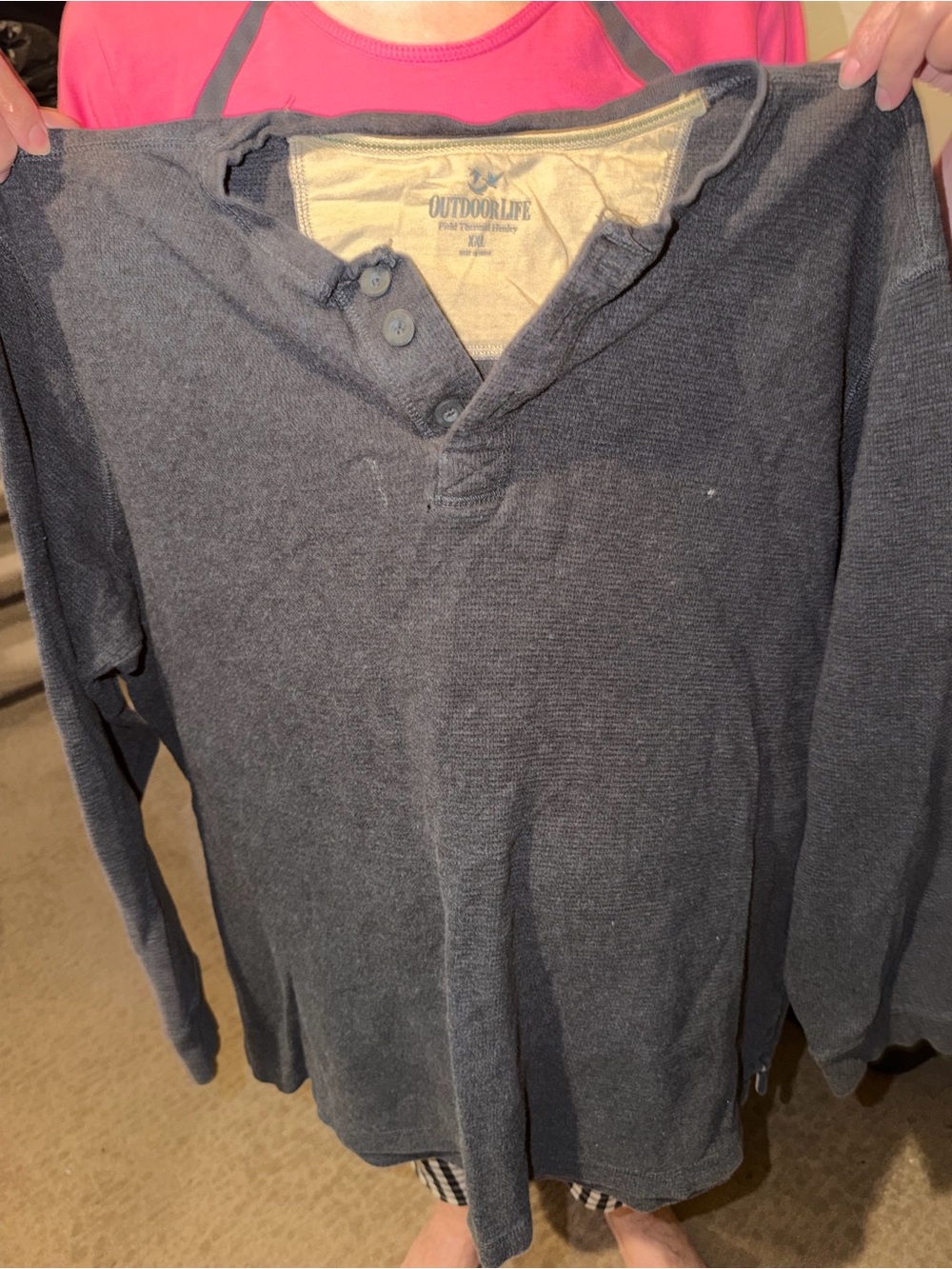 Outdoor Life Men’s Long-Sleeve Henley Shirt - Charcoal